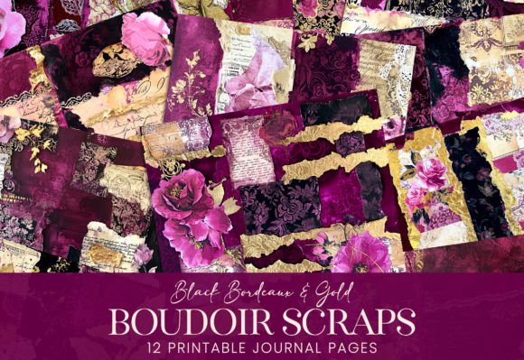 Download Boudoir Scraps Black Lace Magenta Gold - Boudoir Collection