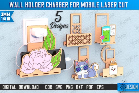 Download Wall Mobile Charger Holder Laser Cut Set - Premium Resources